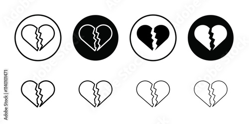 Heartbreak icon Thin line flat illustration