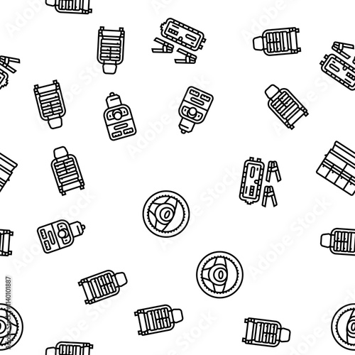 car accessories seat cover vector seamless pattern thin line illustration