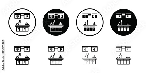Kitchen cabinet icon Thin line flat illustration