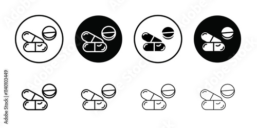 Medicine of pills and capsules icon Thin line flat illustration