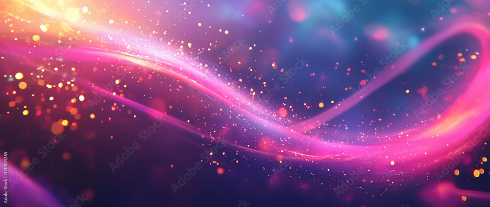 Fototapeta premium Abstract colorful wave with sparkles and light effects.