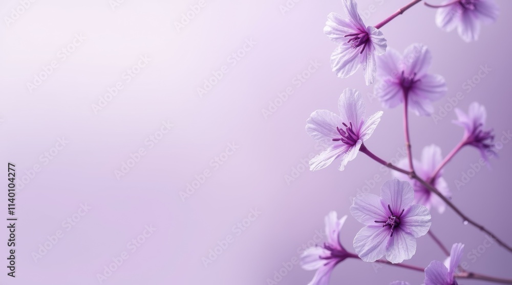 Fototapeta premium Delicate Purple Lavender Flowers Falling in Mid-Air with Water Droplets