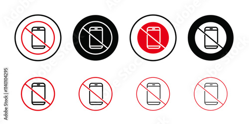 No phone icon Thin line flat illustration