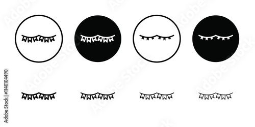 Party pennants icon Thin line flat illustration