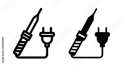 Soldering Icons. black and white vector illustration set.