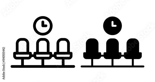 Waiting room Icons. black and white vector illustration set.