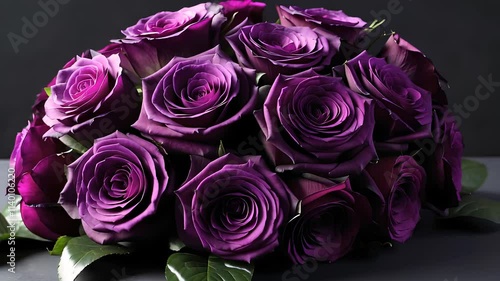 Close-Up View of a Bunch of Beautiful Purple Roses

 photo