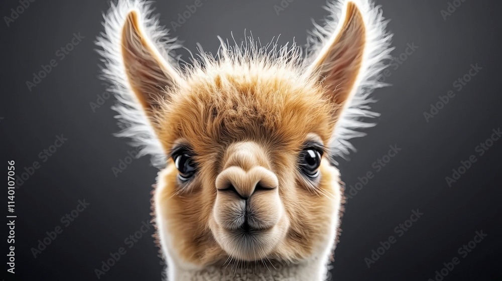 Obraz premium Adorable Alpaca Portrait Close up Cute Fluffy Animal Farm Wildlife Nature Pet Mam