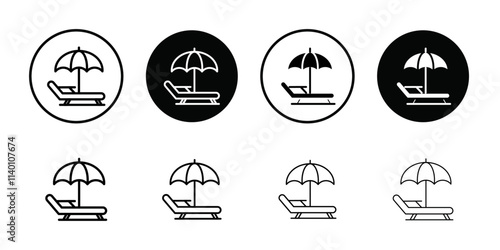 Sunbed icon Thin line flat illustration