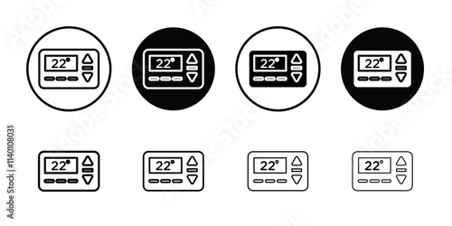 Thermostat icon Thin line flat illustration