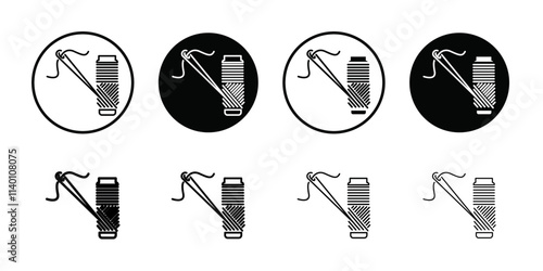 Thread needle icon Thin line flat illustration