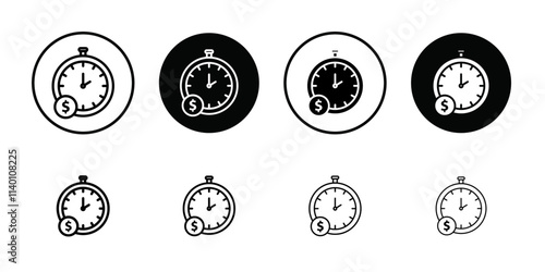 Time is money icon Thin line flat illustration