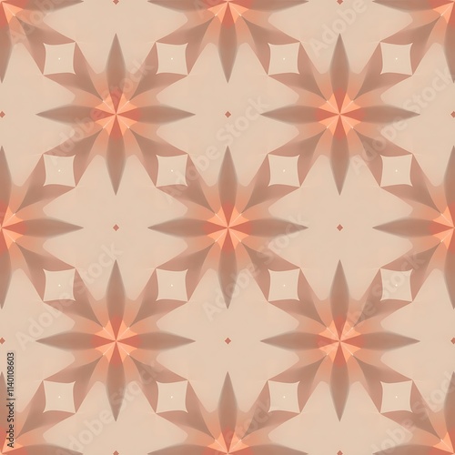 Abstract Tile Pattern with Peach and Coral Color Tones