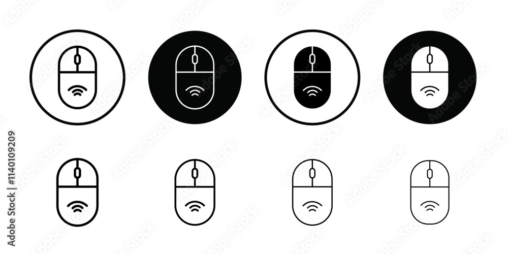 Wireless mouse icon Thin line flat illustration Wireless mouse icon Thin line flat illustration