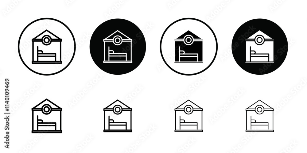 Accommodation icon Thin line flat illustration Accommodation icon Thin line flat illustration