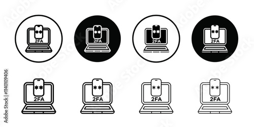 2FA Multifactor verification icon Thin line flat illustration