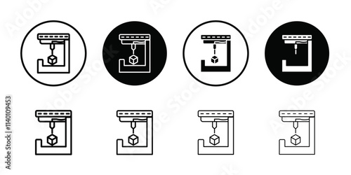 3D printer icon Thin line flat illustration