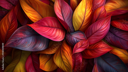 A Beautifully Designed Floral Motif Featuring Colorful Leaves in a 3D Illustrative Style That Reflects the Calming Rhythms of Nature Creating a Perfect Wallpaper Background