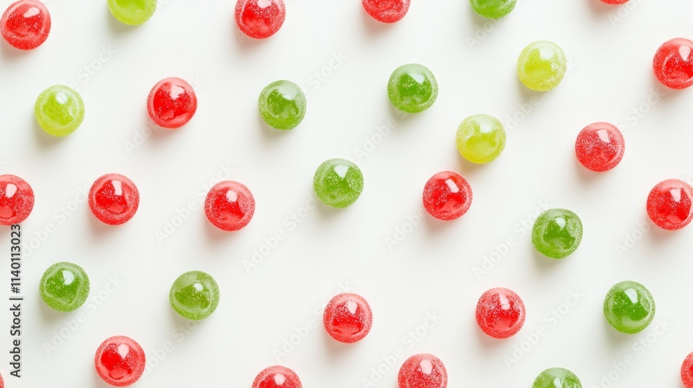 Flat lay featuring red and green gummy candies Flat lay featuring red and green gummy candies