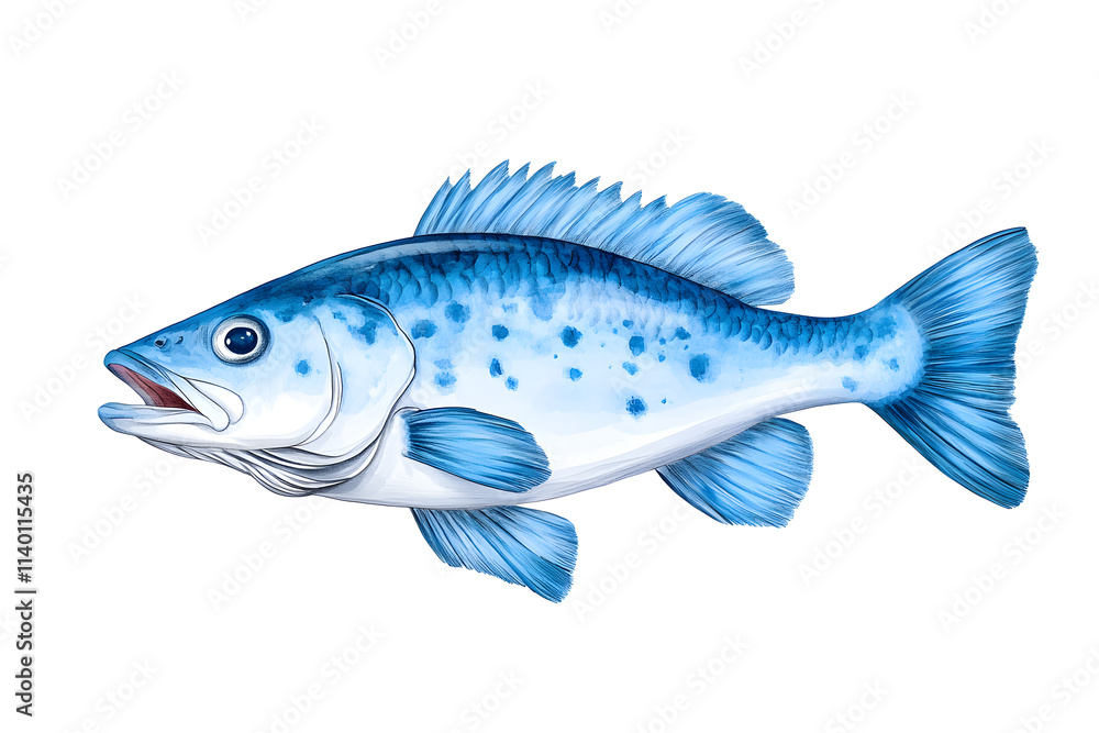 Fototapeta premium Fish watercolor illustration isolated on white background