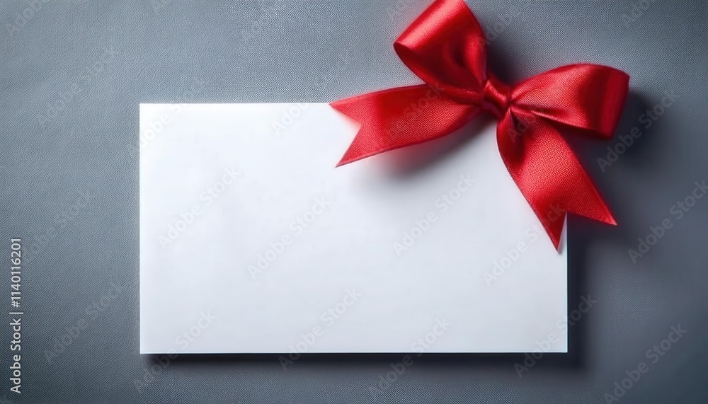Elegant Blank White Gift Card with Luxurious Red Satin Bow for Special Occasions like Birthdays, Weddings, Holidays, Anniversaries, or Corporate Gifts. Customizable Voucher Concept Elegant Blank White Gift Card with Luxurious Red Satin Bow for Special Occasions like Birthdays, Weddings, Holidays, Anniversaries, or Corporate Gifts. Customizable Voucher Concept