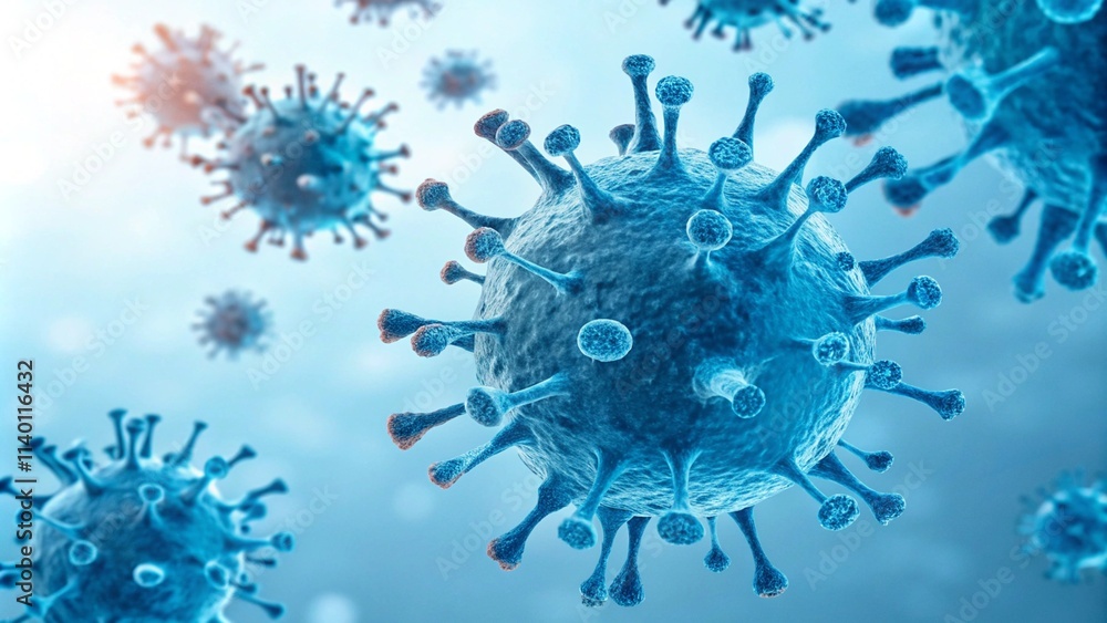 Viruses Microscopic Blue View Background Banner with Copy Space
Viruses Microscopic Blue View Background Banner with Copy Space
