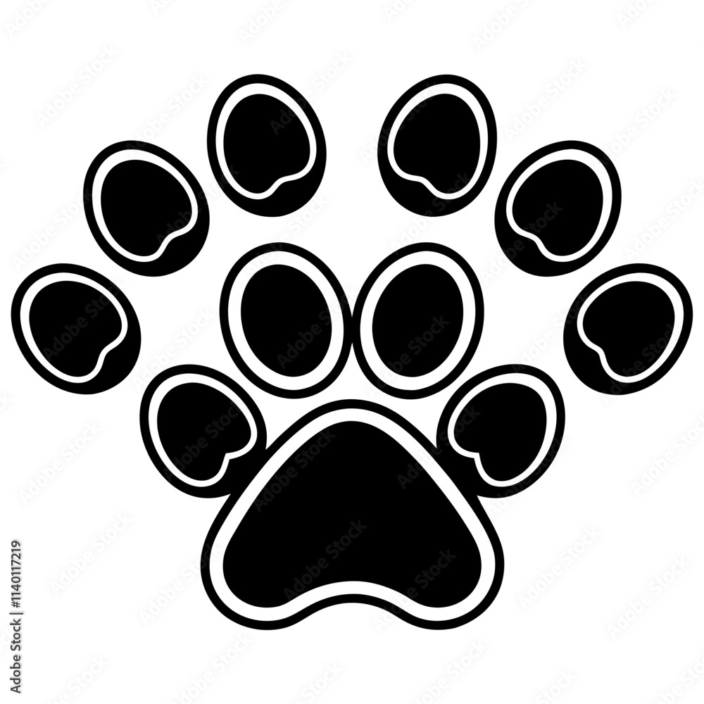 Fototapeta premium Set paw silhouette icon vector art illustration