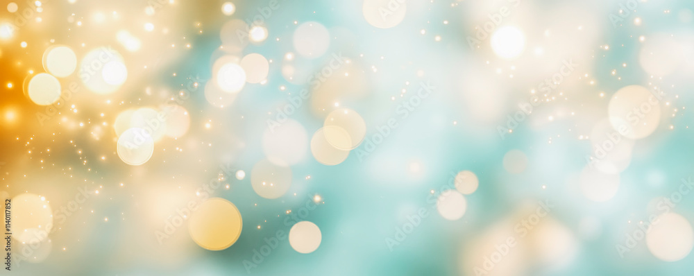 Dreamy golden and blue bokeh background for holiday and event designs Dreamy golden and blue bokeh background for holiday and event designs