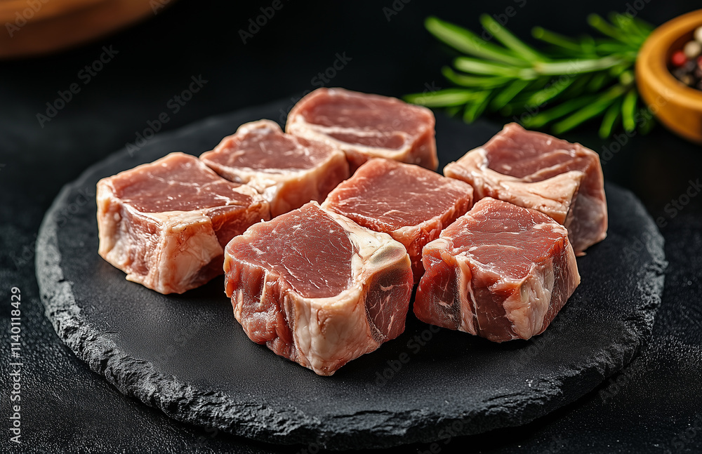Raw meat on a dark background Raw meat on a dark background