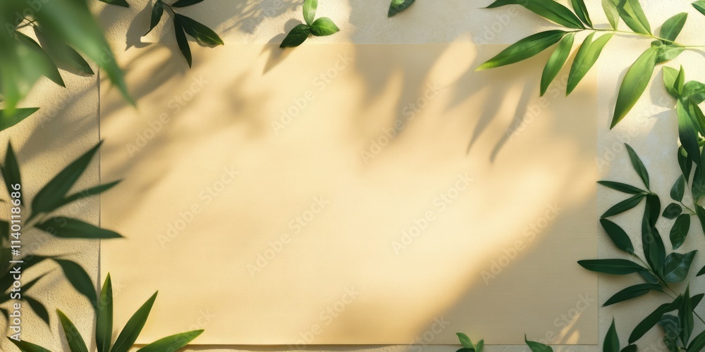 Fototapeta premium Elegant banner framed by papyrus leaves with contrasting empty space for text or design elements