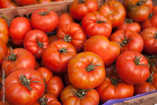 Lots of tomatoes on a branch on counter