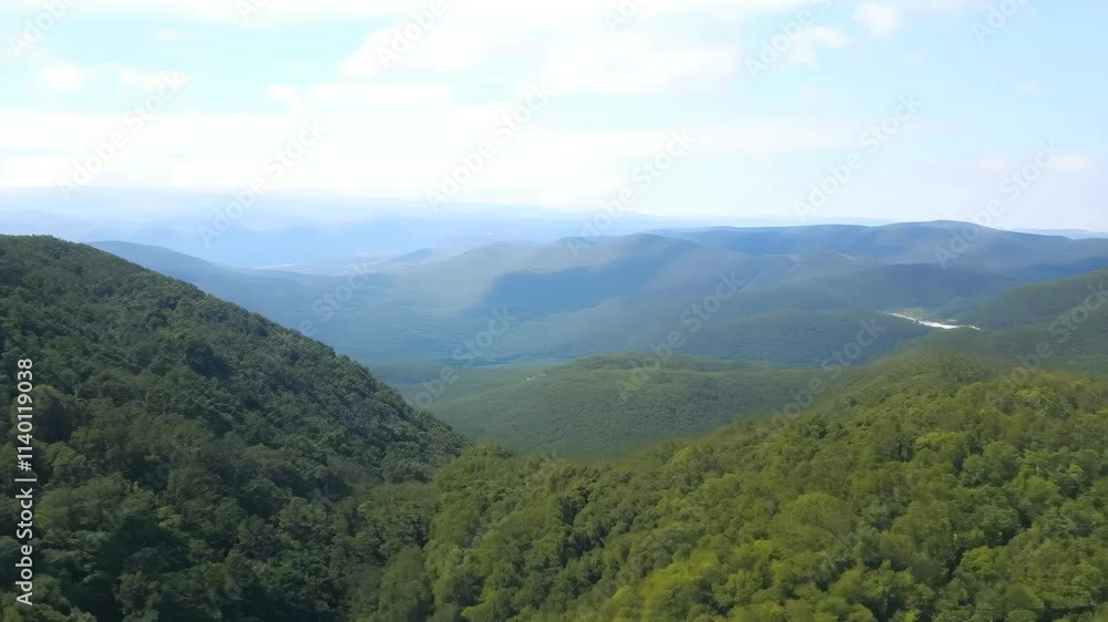 Explore the serene beauty of mountains and valleys in a stunning natural landscape Explore the serene beauty of mountains and valleys in a stunning natural landscape