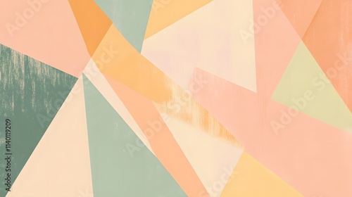 Muted Geometric Patterns: Relaxing Tones of Peach and Light Olive