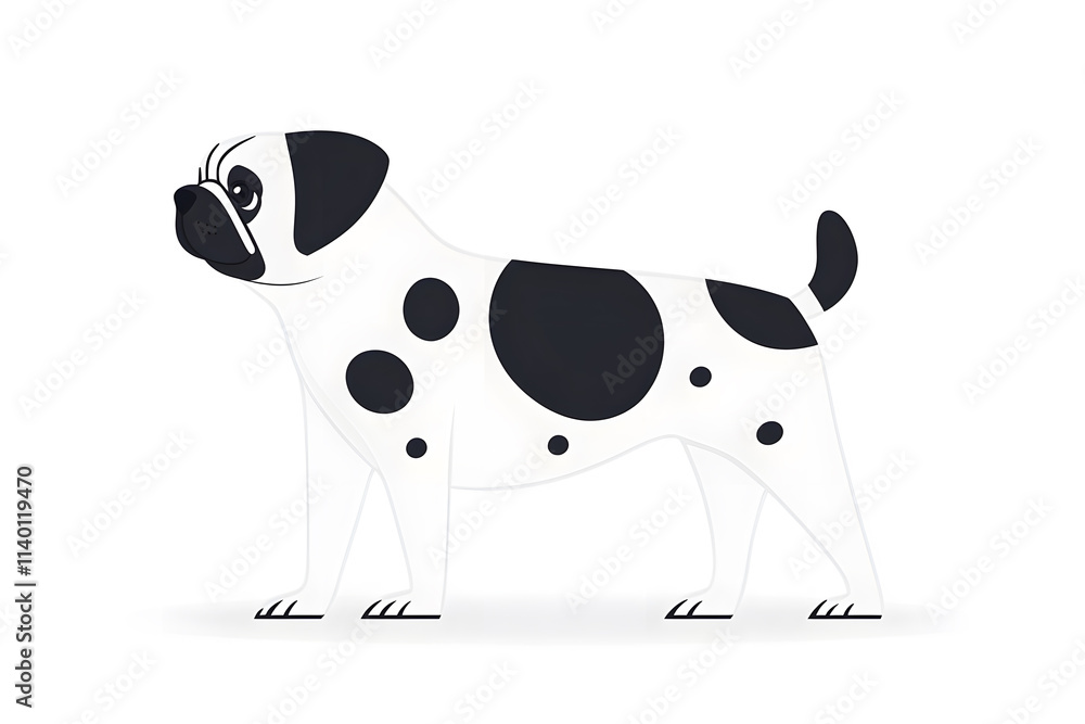 Cute Hand-Drawn Pug Illustration isolated on white background Cute Hand-Drawn Pug Illustration isolated on white background