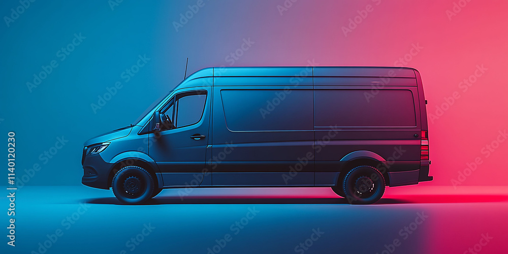 A sleek van against a colorful backdrop. A sleek van against a colorful backdrop.