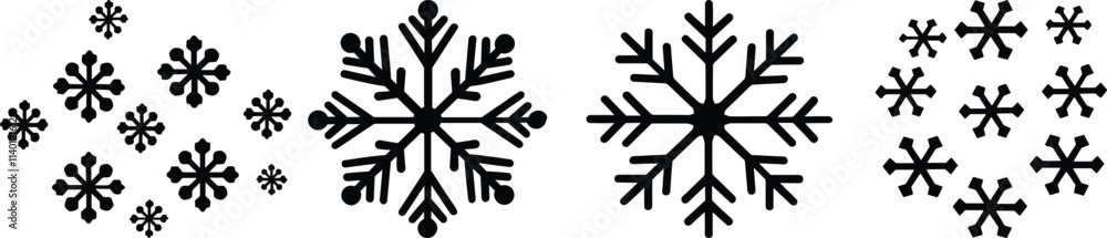 Snowflake silhouette set vector design big pack of ice illustration and icon Snowflake silhouette set vector design big pack of ice illustration and icon
