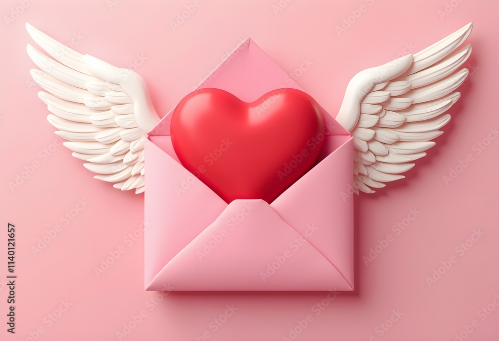 Happy Valentine's Day. Pink Paper Envelope With An beautiful background Happy Valentine's Day. Pink Paper Envelope With An beautiful background