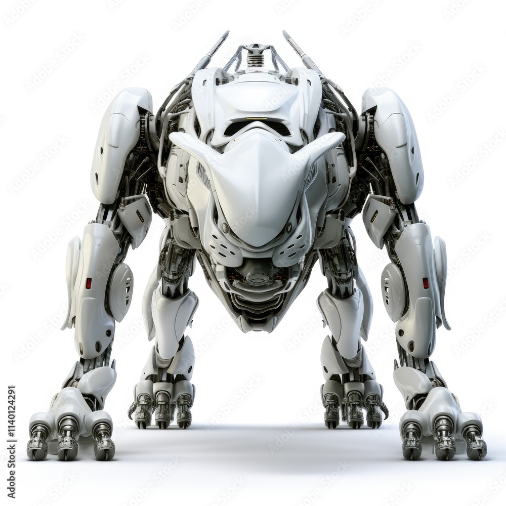 Innovative robot resembling a mechanical creature in an industrial environment Innovative robot resembling a mechanical creature in an industrial environment
