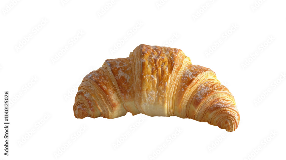 Flaky golden croissant resting on a vibrant green background captures the essence of a perfect bakery treat Flaky golden croissant resting on a vibrant green background captures the essence of a perfect bakery treat