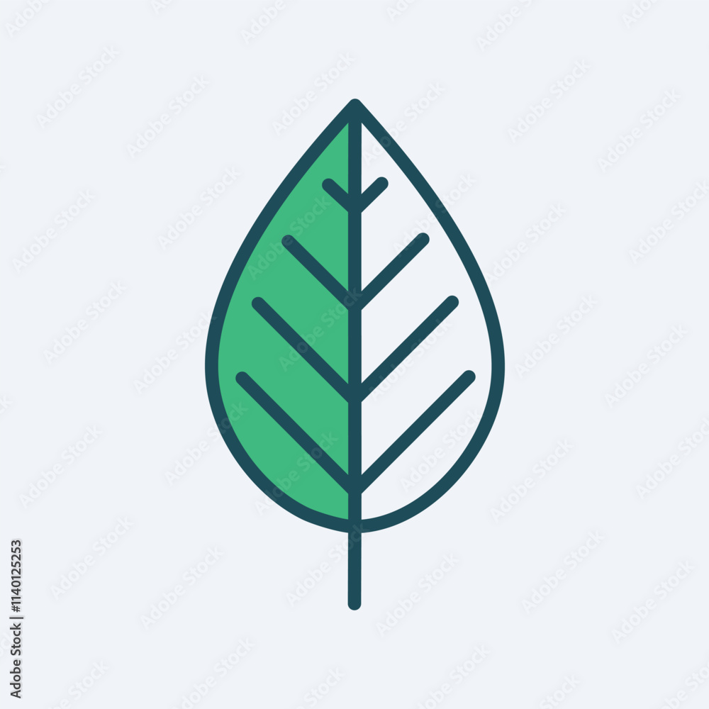 Green leaf nature icon. Half green, half white leaf; symbolizes growth, balance, and ecology. Perfect for eco-friendly designs. Green leaf nature icon. Half green, half white leaf; symbolizes growth, balance, and ecology. Perfect for eco-friendly designs.
