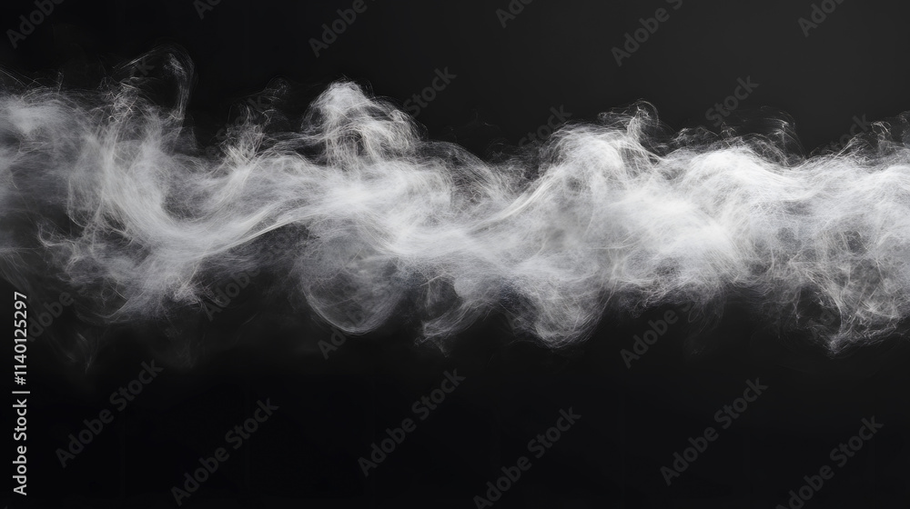 A panoramic view of swirling fog and mist against a black background, ideal for logo presentations. A panoramic view of swirling fog and mist against a black background, ideal for logo presentations.