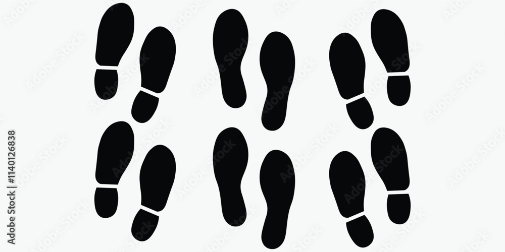 vector set, Printed shoe soles. isolated on white background Foot print, boots, sneakers. Shoe sole icon. vector set, Printed shoe soles. isolated on white background Foot print, boots, sneakers. Shoe sole icon.