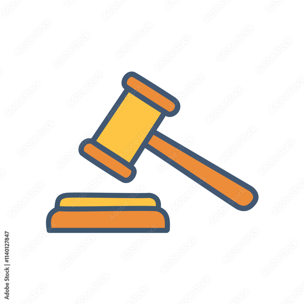 Gavel justice law icon. Legal symbol, decision making, judgment, authority, verdict concept. Represents finality and power. Gavel justice law icon. Legal symbol, decision making, judgment, authority, verdict concept. Represents finality and power.