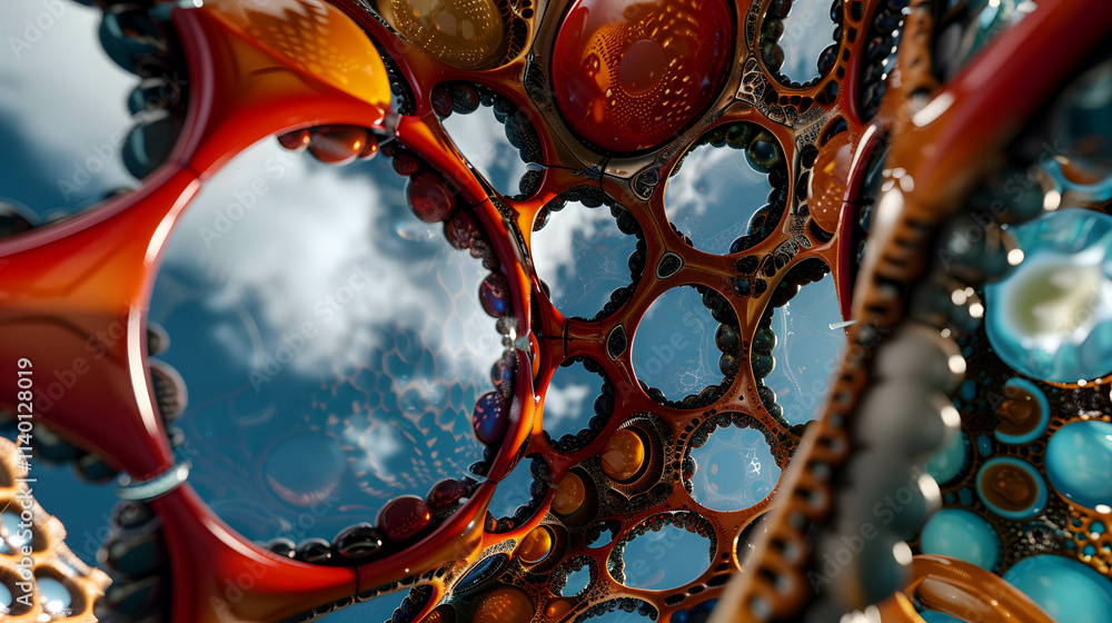 Fototapeta premium Futuristic Nano-Technological Web with Reflective Micro-Structures..