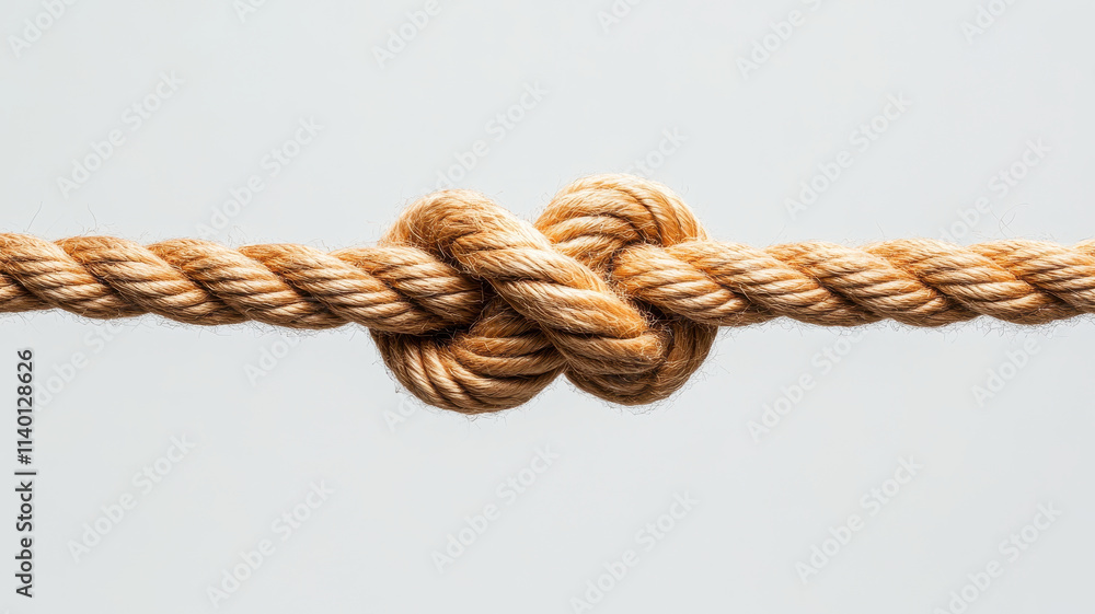 Close up of intertwined ropes symbolizing strong connection and unity. detailed texture and natural color of rope highlight its durability and strength, evoking sense of reliability Close up of intertwined ropes symbolizing strong connection and unity. detailed texture and natural color of rope highlight its durability and strength, evoking sense of reliability