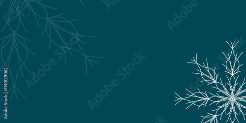 Merry Christmas and Happy New Year. Green background with snowflakes. Copy space. Blank for design