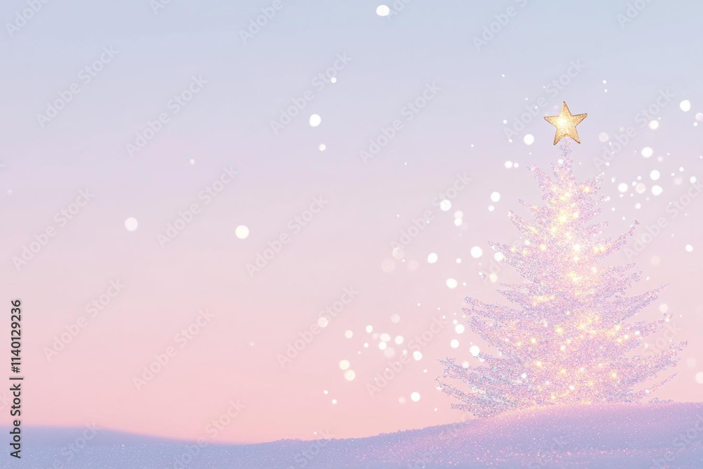 Naklejka premium sparkling Christmas tree with golden star on top