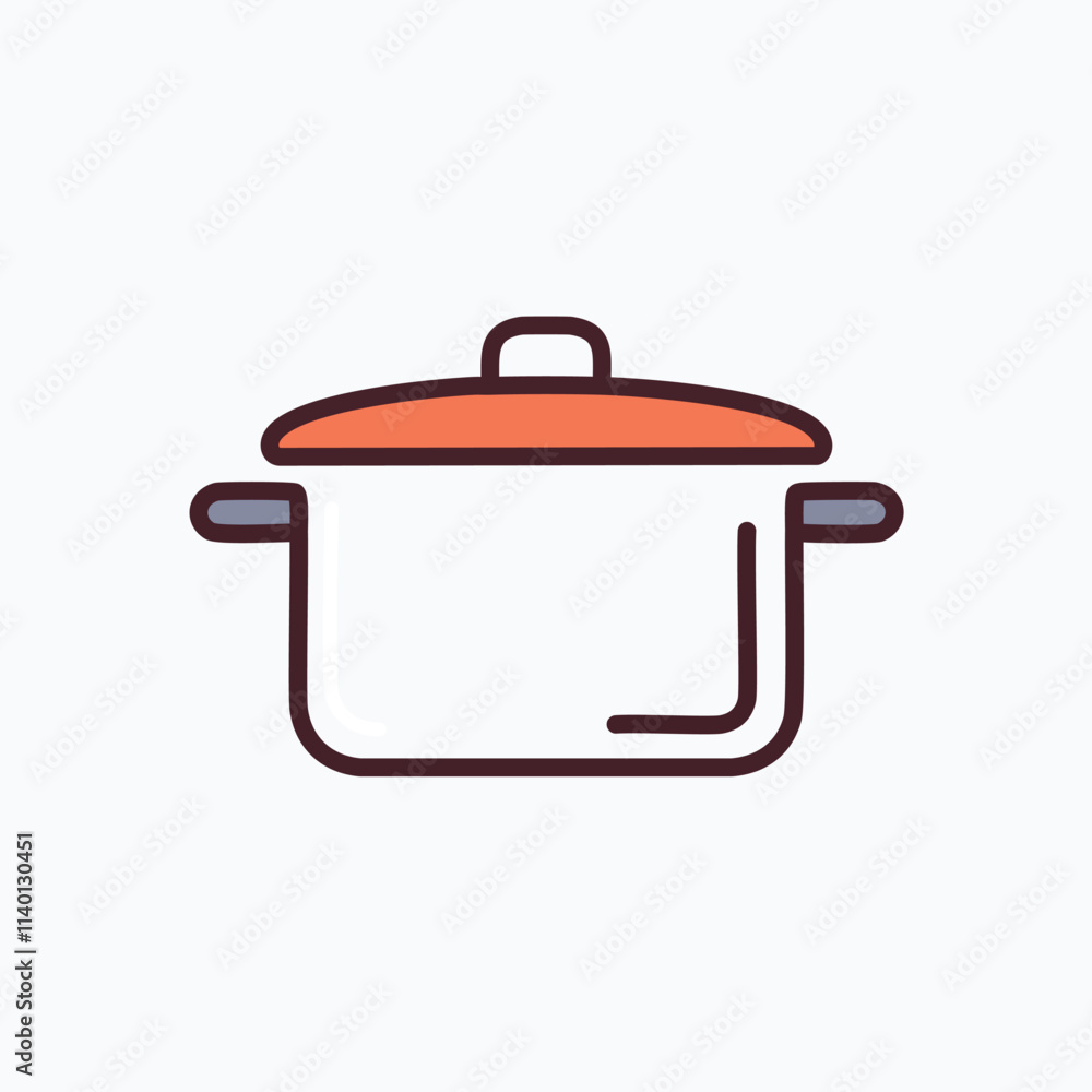 Cooking pot icon. Kitchenware symbol; represents home cooking, warmth, and delicious meals. Cooking pot icon. Kitchenware symbol; represents home cooking, warmth, and delicious meals.