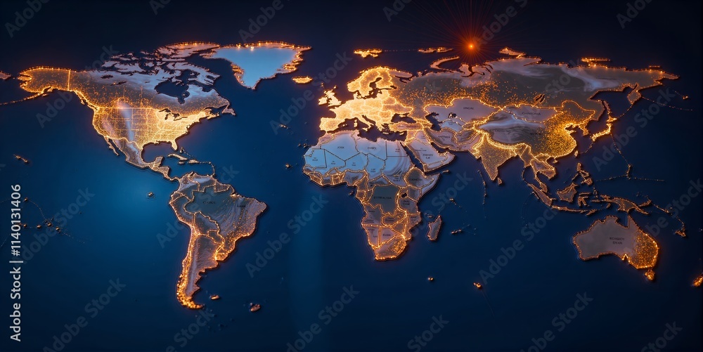 Global data network: cell towers, fiber optics, and satellites connect the world, enabling seamless communication across the globe Global data network: cell towers, fiber optics, and satellites connect the world, enabling seamless communication across the globe
