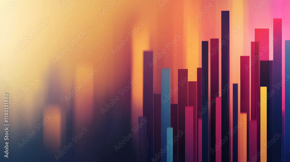 Fototapeta premium ETF Inflows concept. Colorful bar chart representing data trends with vibrant background